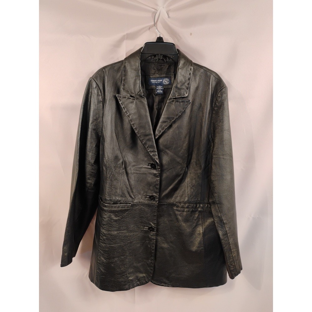 Venezia Jeans Clothing Co Leather Coat Women's Plus‎ Size 18/20 Button Jacket